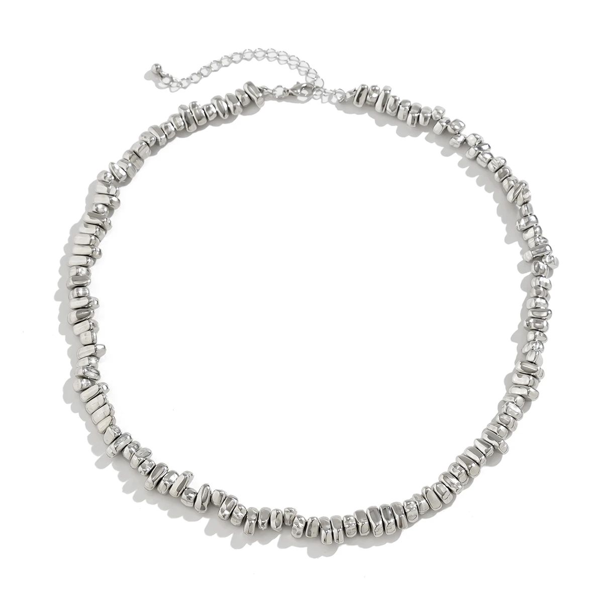Ingemark Retro Silver Color Irregular CCB Bead Chain Necklace Unisex Vintage Adjustable Link Choker Grunge Jewelry Steampunk Men image 5