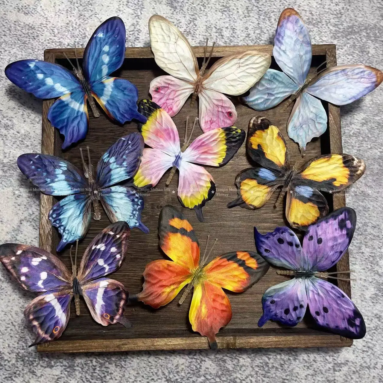 9Pcs Large Bionic Butterfly Artificial Butterfly Flower Realistic Design Vibrant Colors Home Decor DIY Crafts Fairy Garden