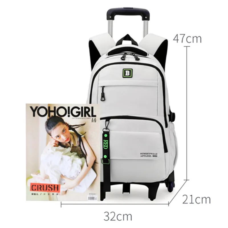 School Bag With Wheels Rolling Backpack For Boy Girls Kids Wheeled Trolley Schoolbags Travel Trolley 2/6 Wheels backpack Luggage