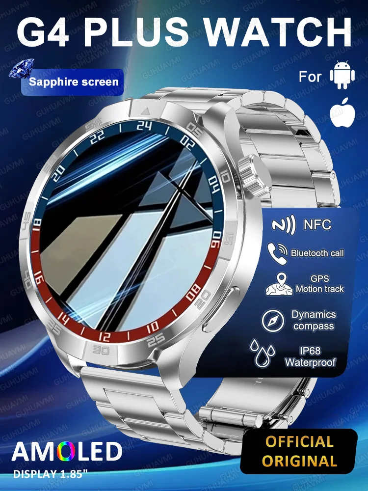 Smartwatch 2026 z nowym szafirowym ekranem, 1,85-calowy Ultra HD AMOLED, GPS, Bluetooth, połączenia, NFC, kompas, IP68, sportowa bransoletka fitness. — zdjęcie produktu 7