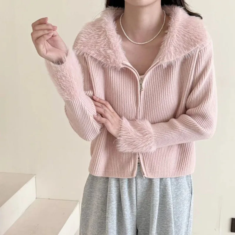 Moda donna manica lunga inverno autunno cardigan maglione tinta unita lavorato a maglia top elegante casual allentato colletto couverture maglieria