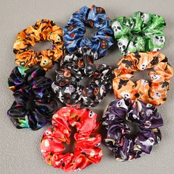 8Pcs Cartoon Ghost Pumpkin Hair Ties Skull Bat Satin Hair Band for Girl Halloween Theme Party Favors Goodie Bag Pinata Fillers