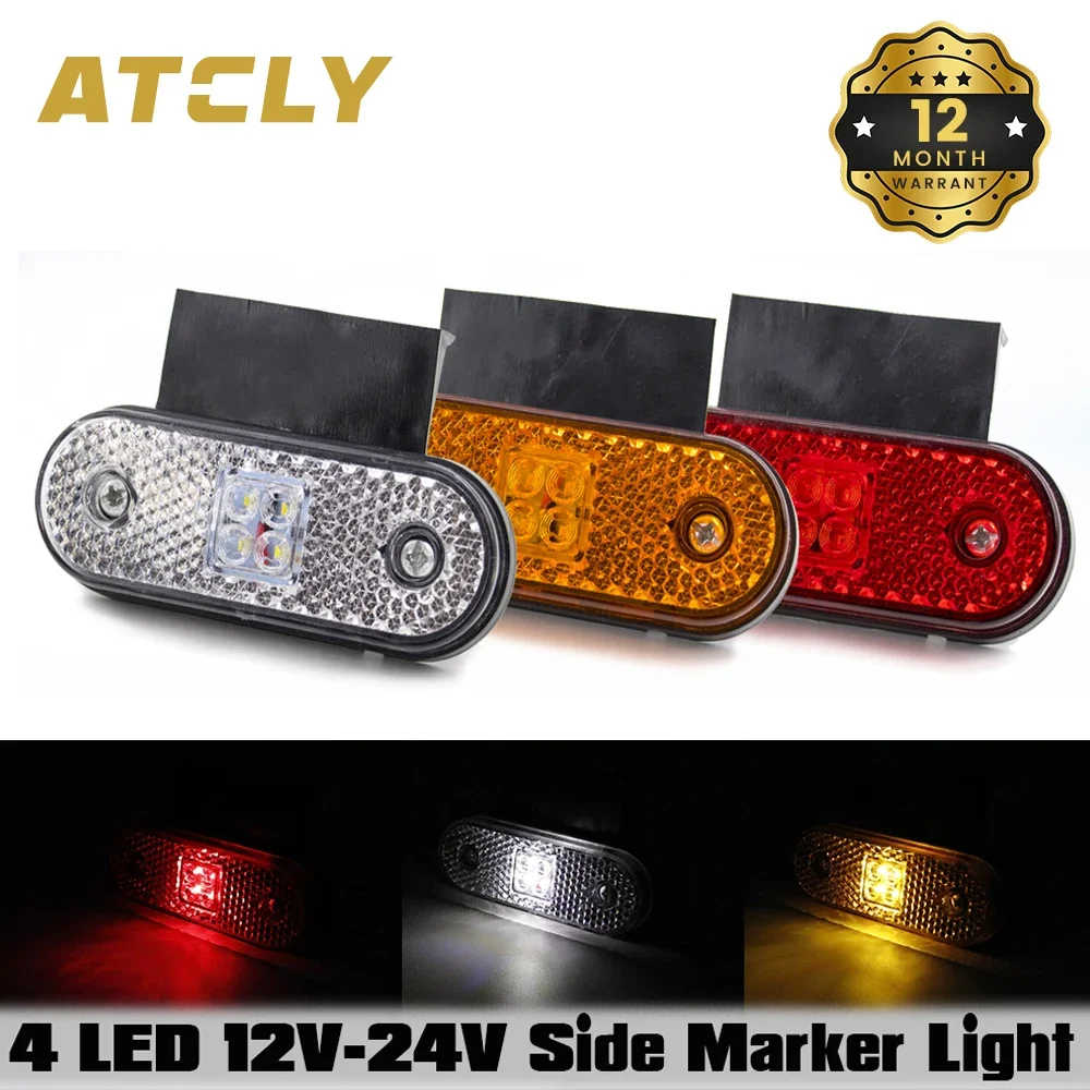 

10Pcs 4 LED 12V 24V Side Marker Light Bracket Turn Signal Rear Tail Clearance Lamp Car Truck Tractor Trailer Lorry Pickup Boat