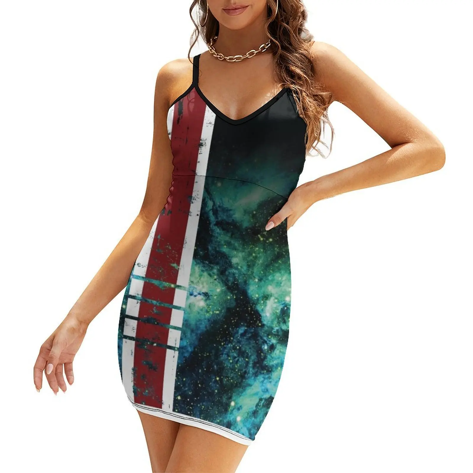 

Mass Effect Tribute Armor Stripe Sling Dress summer women's suit dress for women 2025 women's evening dress 2025