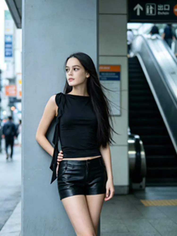 High street solid color sleeveless fringe tank top T-shirt for women.