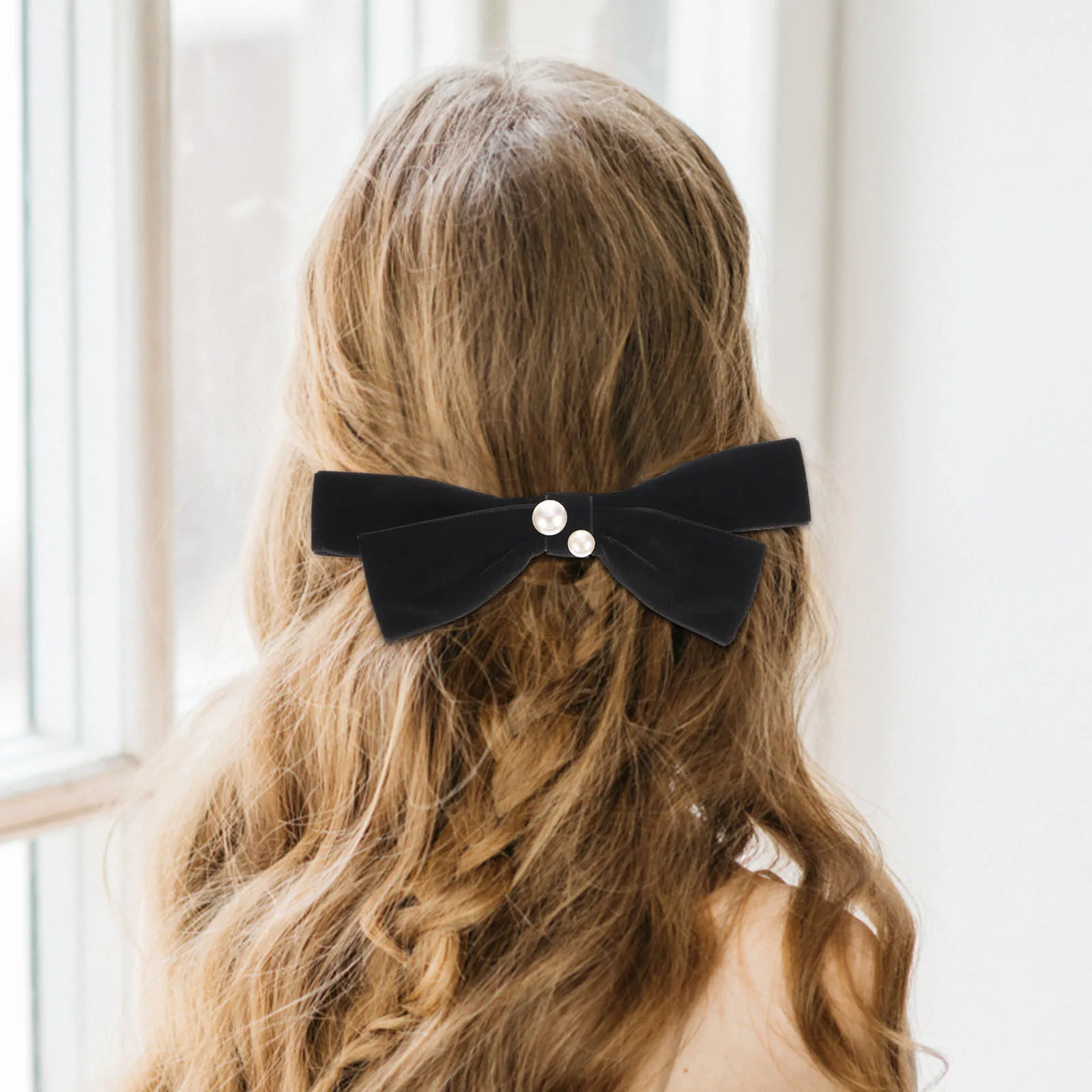 2 قطعة مقاطع الشعر القوس الكبير خمر القطيفة المشابك الشعر النساء اكسسوارات أنيقة للحياة اليومية مأدبة الزفاف