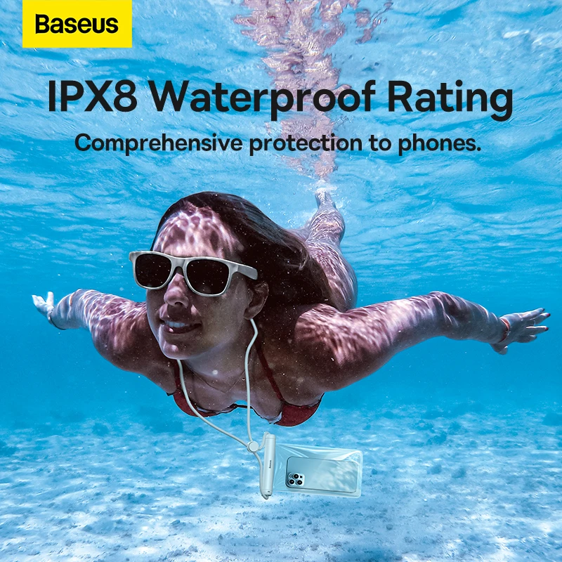 Baseus ipx8 à prova dwaterproof água caso saco do telefone para o iphone 13 12 samsung xiaomi universal natação subaquática mergulho telefone bolsa caso