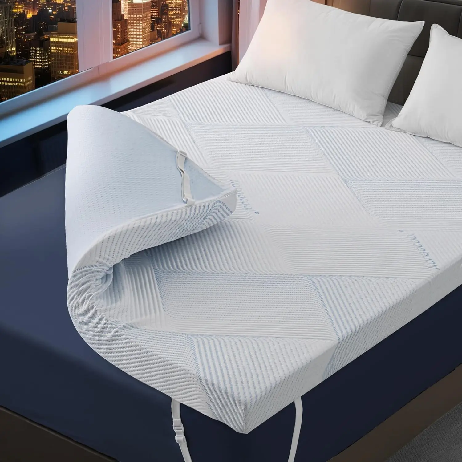 

3 Inch Queen Size Gel Memory Foam Mattress Topper High Density Cooling Pad Pressure Relief Bed Topper with Removable