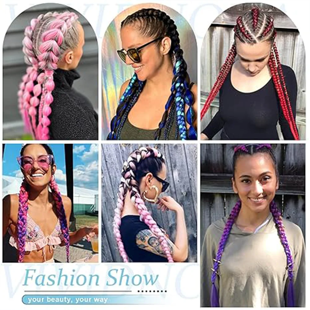 Kpop Demn هنتر لوازم الحفلات رومي تأثيري تجديل ذيل حصان وصلات شعر الاصطناعية 2 قطعة ذيل حصان مستقيم للنساء #5