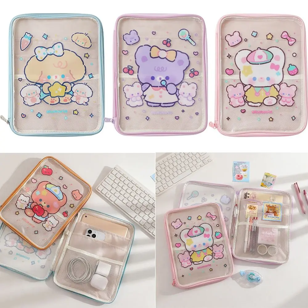 Large Capacity Cartoon Tablet Bag Portable Water-proof Tablet Sleeve Case Zippered File Holder Laptop Pouches Eraser