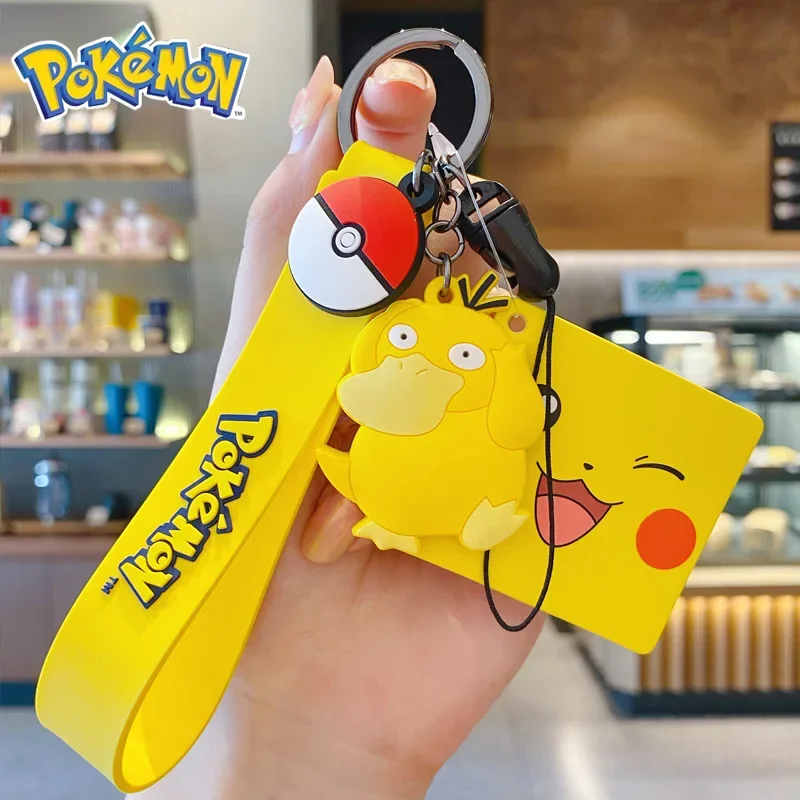 Genuine Pokemon Action Figure Pikachu Keychain Squirtle Bulbasaur Charmander Psyduck Keyring Backpack Pendant Model Toy Kid Gift view 6