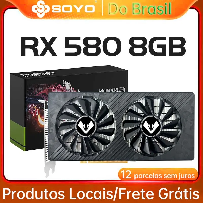 بطاقات الرسومات SOYO Radeon RX580 8G GDDR5 بطاقة الفيديو DP DVI PCIE3.0x16 لبطاقة وحدة معالجة الرسومات للكمبيوتر الألعاب RX 580 كاملة جديدة من SOYO AMD