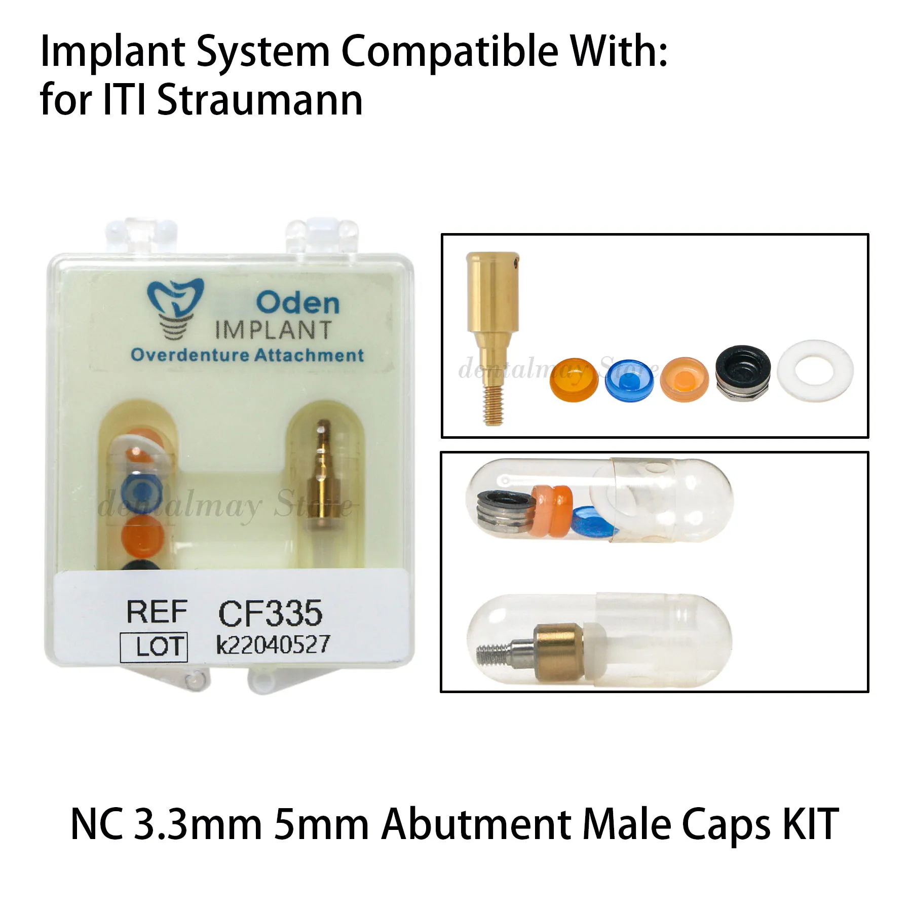 

Dental Implant NC Ø3.3 Attachment Abutment&Overdenture Male Caps Kits Removable fits ITI 5mm