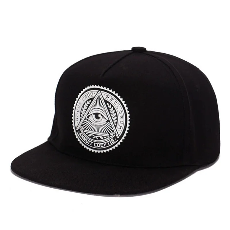 All Seeing Eye Pyramid Graphic Print Snapback Cap, Flat Brim Street Hip Hop Adjustable Hat