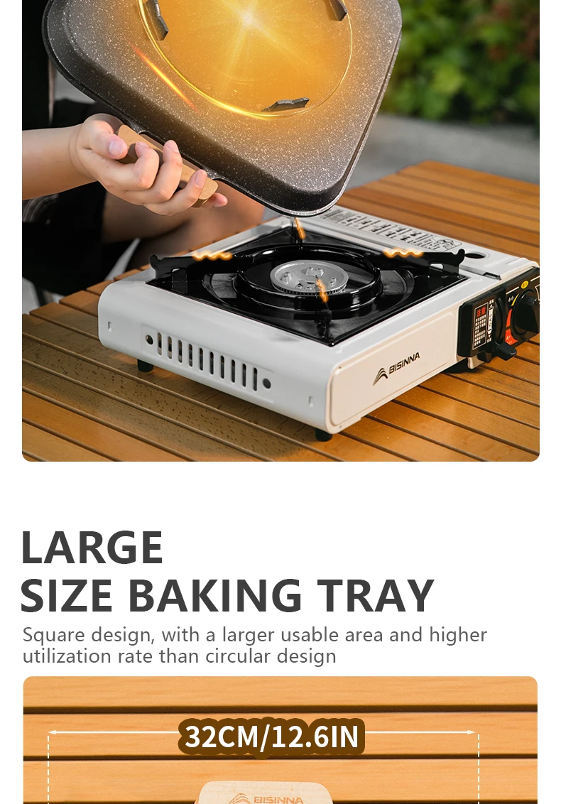 BISINNA Quadratische BBQ-Grillpfanne, antihaftbeschichtet, für den Herd, Grilltablett, koreanische Bratgrillplatte, Outdoor-Campingzubehör – Detail 5