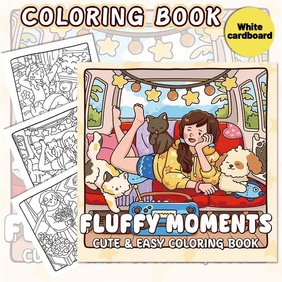 สมุดระบายสี Dog Mom, ฉากมีชีวิตชีวา, ระบายสีง่าย, สําหรับผู้ปกครองที่บ้าน - DIY เด็ก, ผ่อนคลาย, ผ่อนคลาย, เพิ่มความคิดสร้างสรรค์