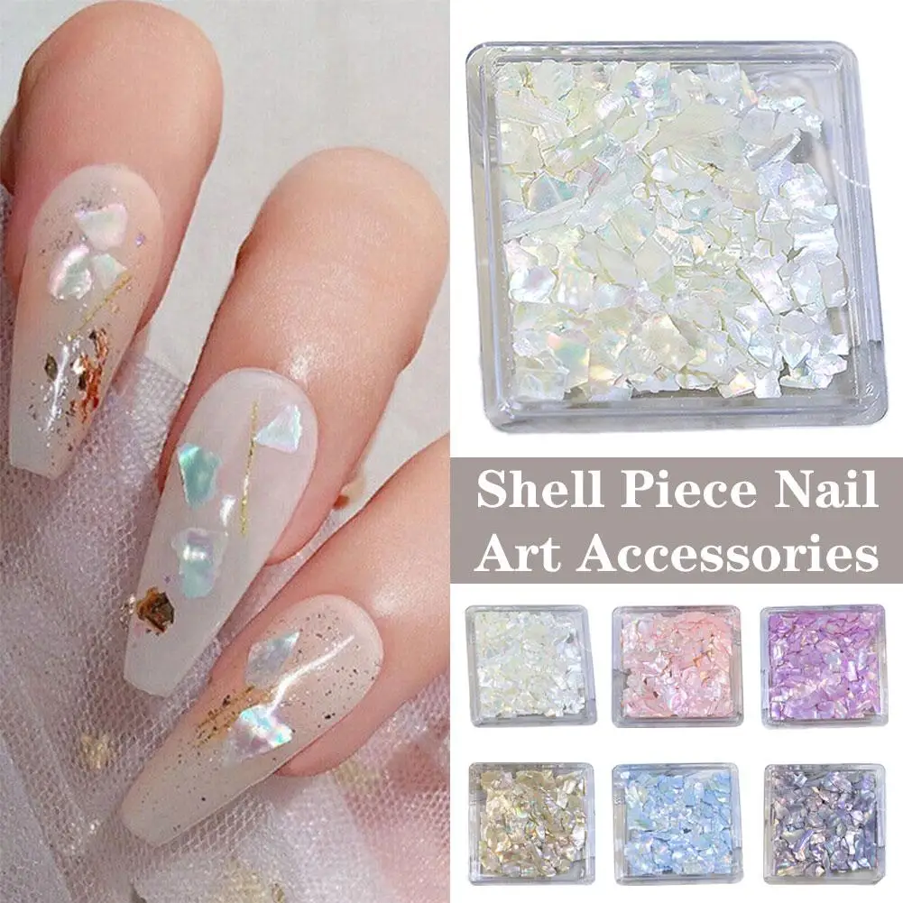 Fatias Shell Ultra-finas para Manicure, Jóias Coloridas Irregulares, Prego Espumante, Diamante Abalone, Fragmentos De Salão Em Caixa, T0O4