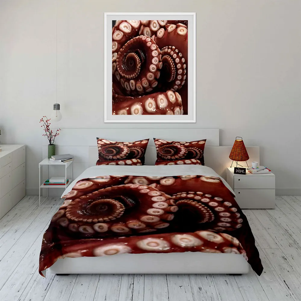 Close-up of octopus tentacle details Print Soft Comfortable Duvet Cover Bedding Set Included 1*Duvet Cover  2*Pillowcases