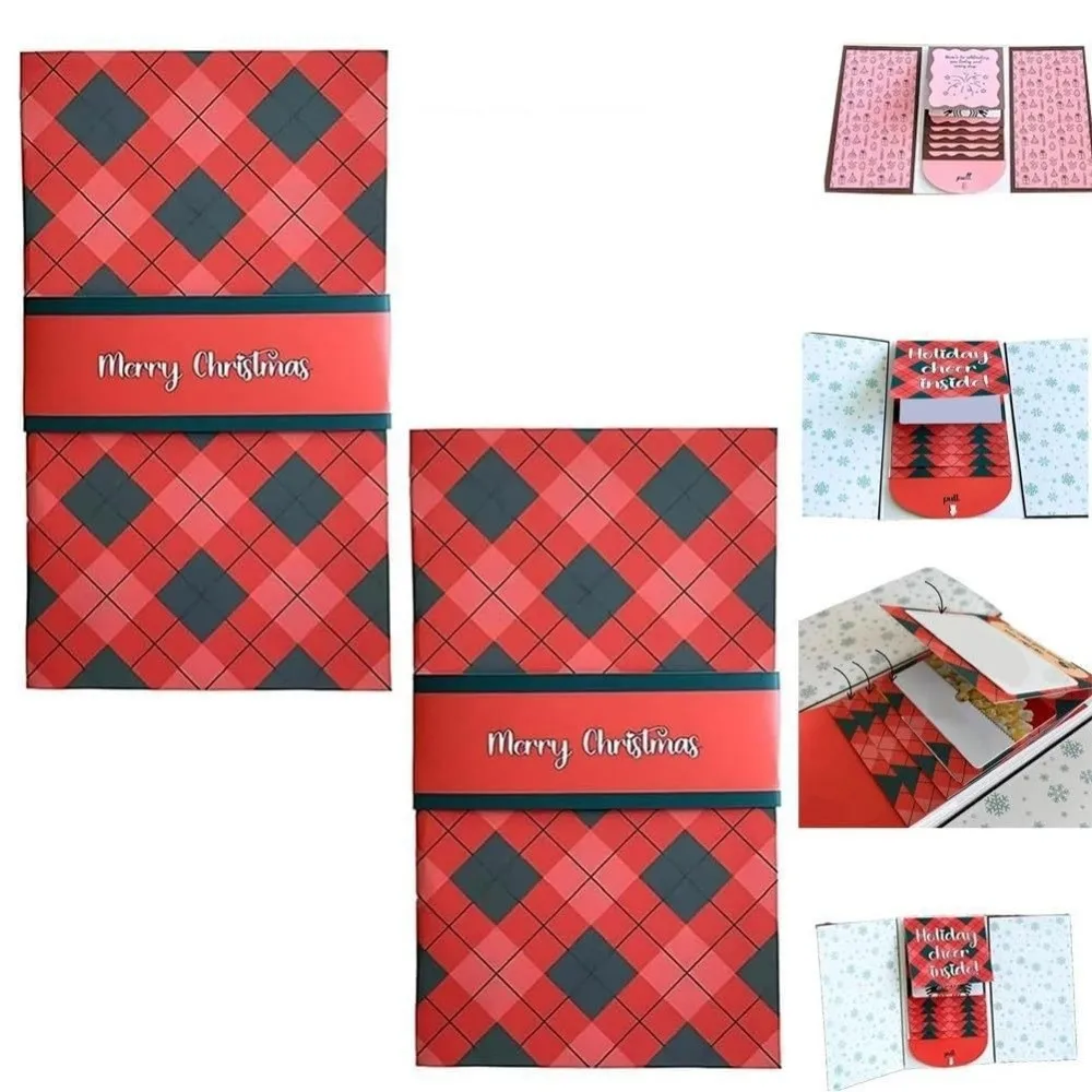 Christmas Gift Card Holder Book DIY Pull-out Design Merry Xmas Gift Card Book Waterfall Cards With Envelope Cards & Invitations