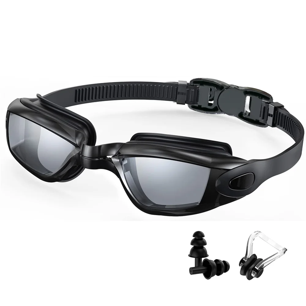 Professionelle Schwimmbrille, Schwimmbrille, beschlagfrei, klare Sicht, wasserdicht, schnell verstellbar, mit Ohrstöpsel, Nasenklammer, Brillen – Detail 13