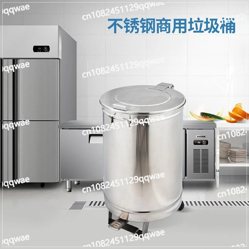 

Stainless steel foot pedal round trash can large capacity industrial commercial trash can