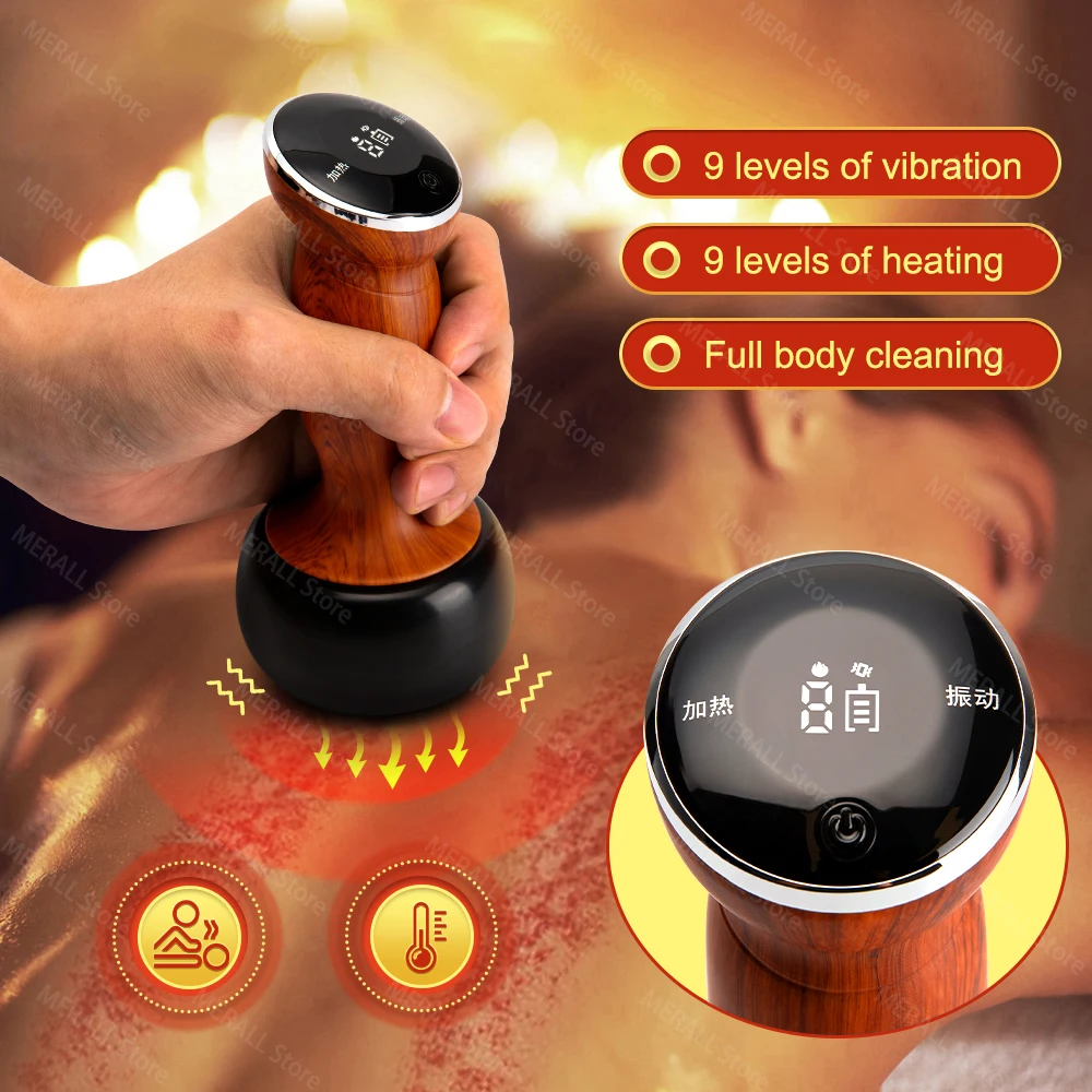 

Electric Heating Bian Stone Gua Sha Massager Hot Compress Body Physiotherapy Tool Back Neck Massage Warm Moxibustion Guasha Tool