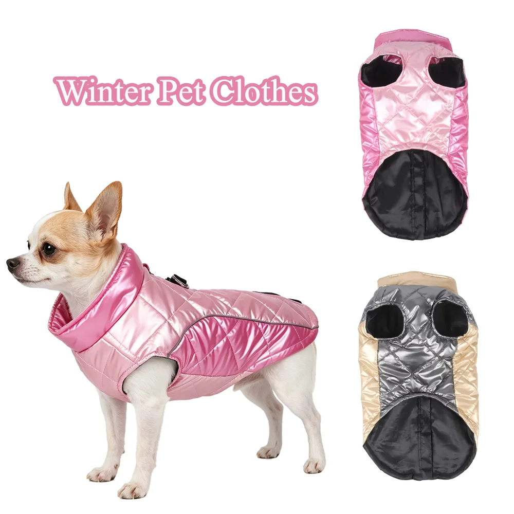Winter Warme Hundejacke für Kleine und Mittelgroße Hunde Katzen Wasserdichte Weste Mit D-Ring Reflektierender Mantel Chihuahua Französische Bulldogge Kleidung