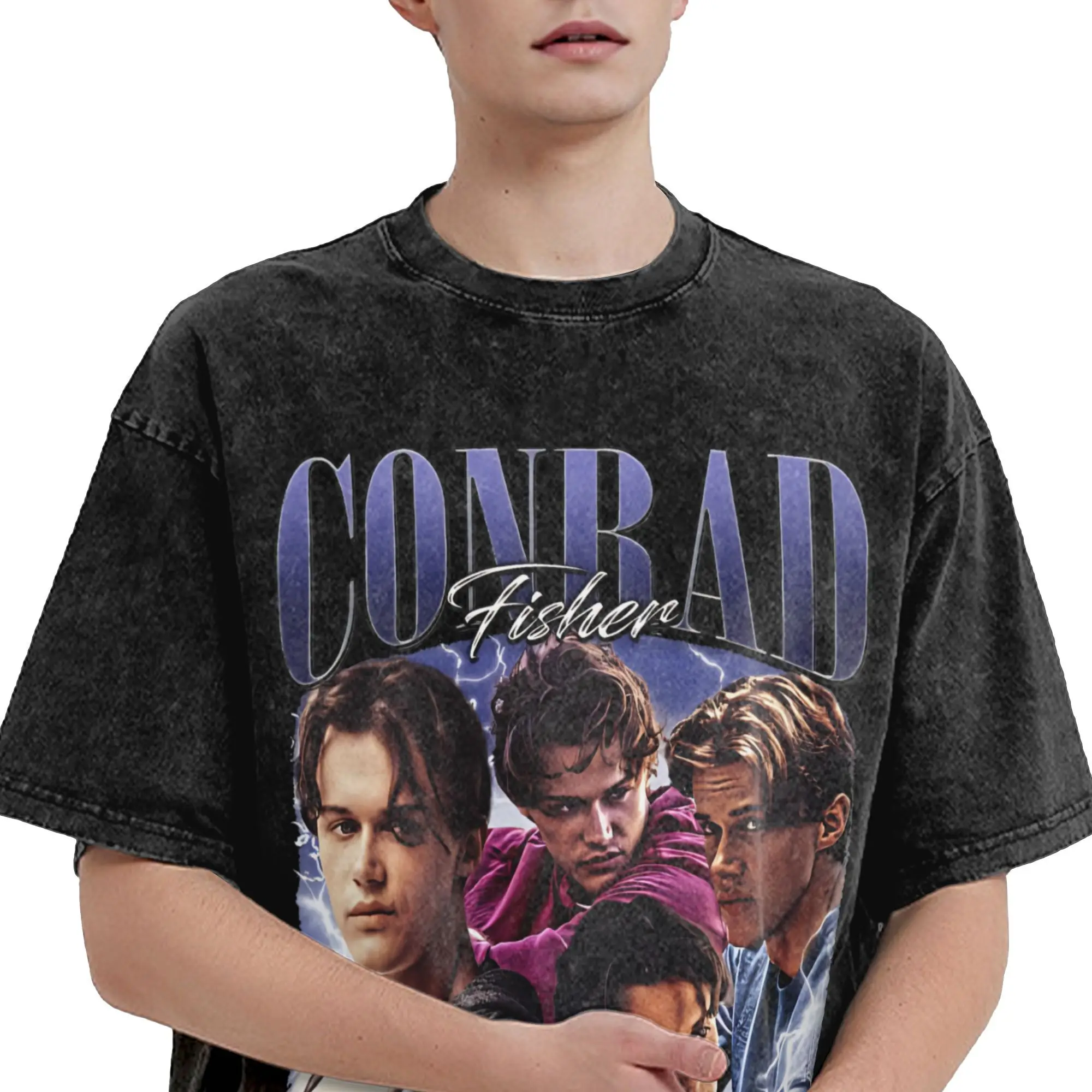 كونراد فيشر بوتليج تحولت جميلة تي شيرت تتجه تي شيرت قصير الأكمام Y2K الكلاسيكية التي شيرت الصيف س الرقبة الملابس كبيرة الحجم