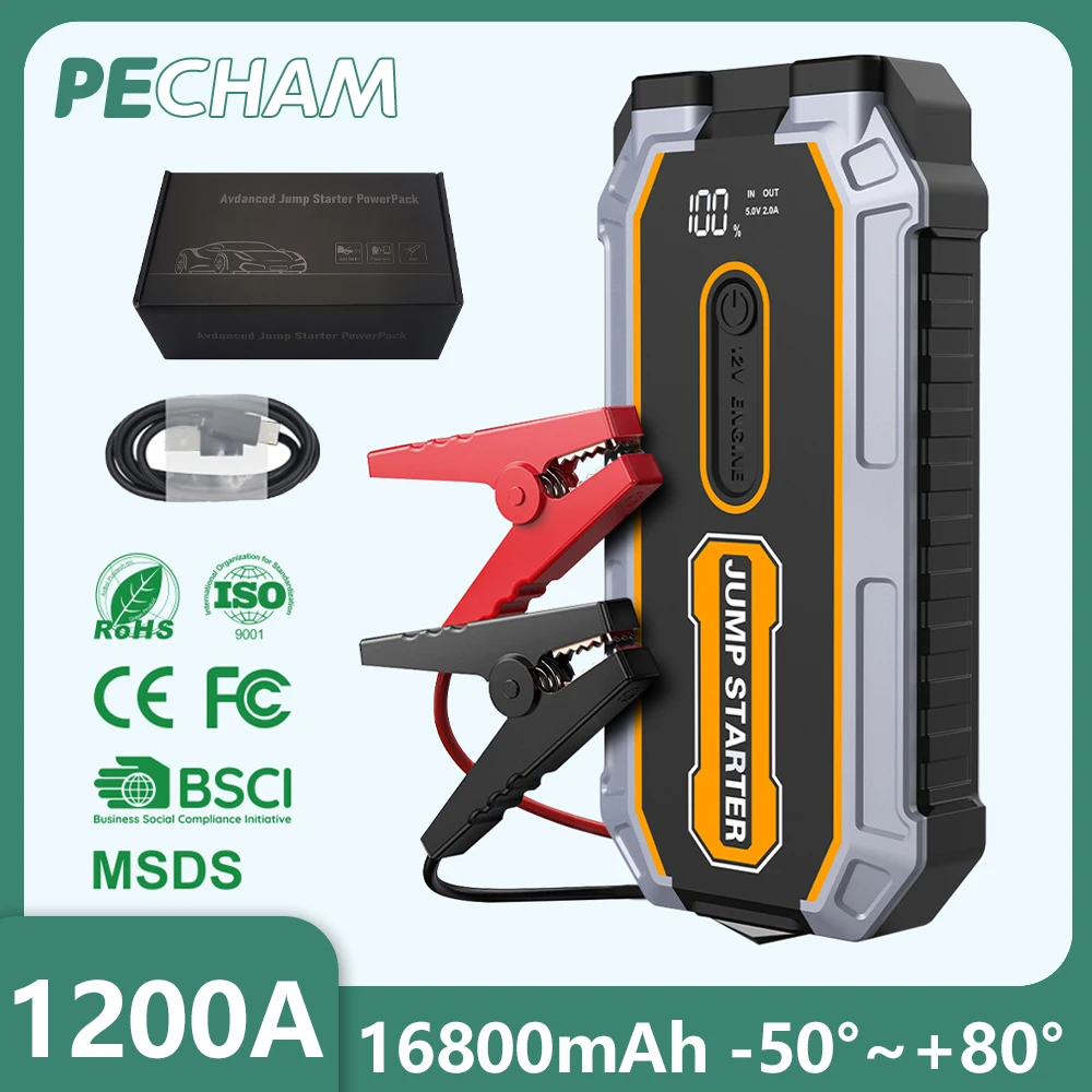 

Новое пусковое устройство для автомобиля 1200А, 16800 мАч, внешний аккумулятор для запуска бензиновых и дизельных автомобилей, зарядное устройство для аккумулятора, бустер для запуска автомобиля.