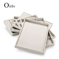 Oirlv White Jewelry Tray PU Leather Stackable Jewelry Trays Organizer Storage Box Large Jewelry Display Tray White Organizer