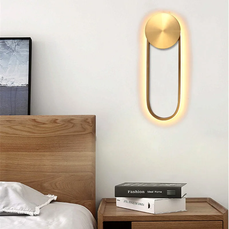 

Nordic Minimalist Creative Living Room Golden Oval Wall Lamp Bedroom Decoration Dining Bedside Indoor Lighting For Home