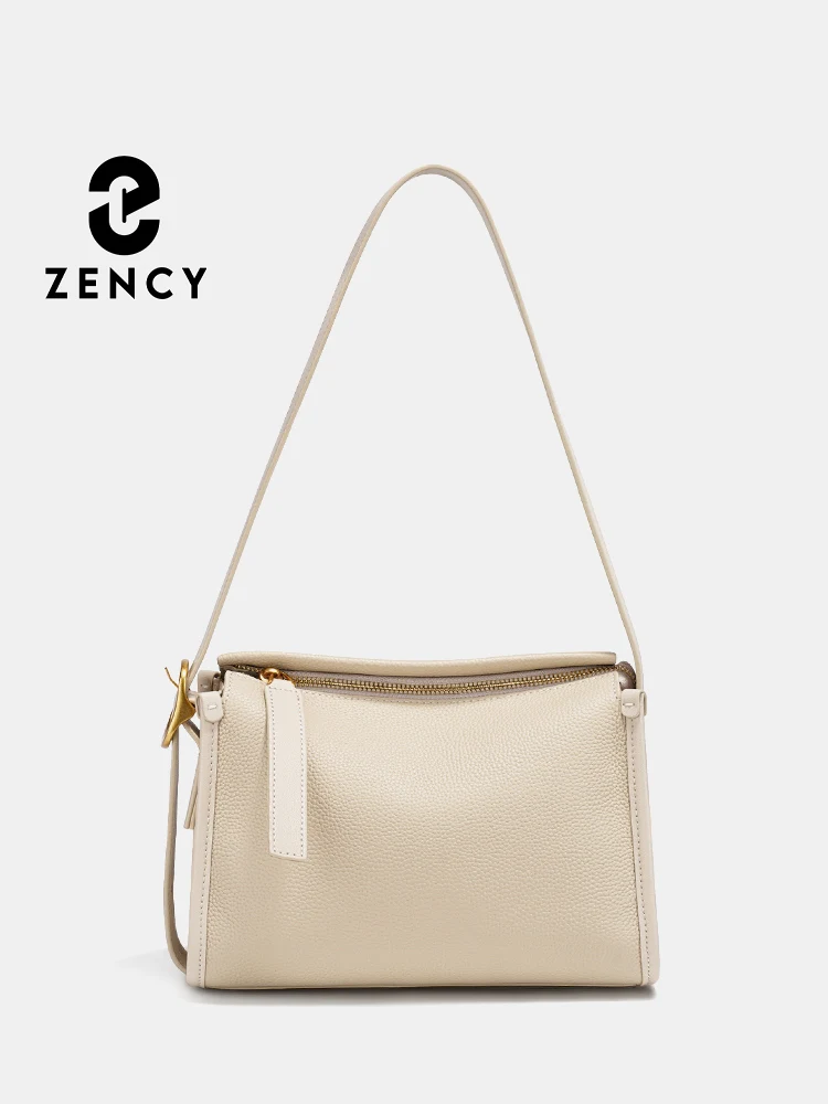 Zency Women's Genuine Leather Shoulder Messenger Bag Large Capacity Luxury Designer Vintage Handbag Sac Apricot