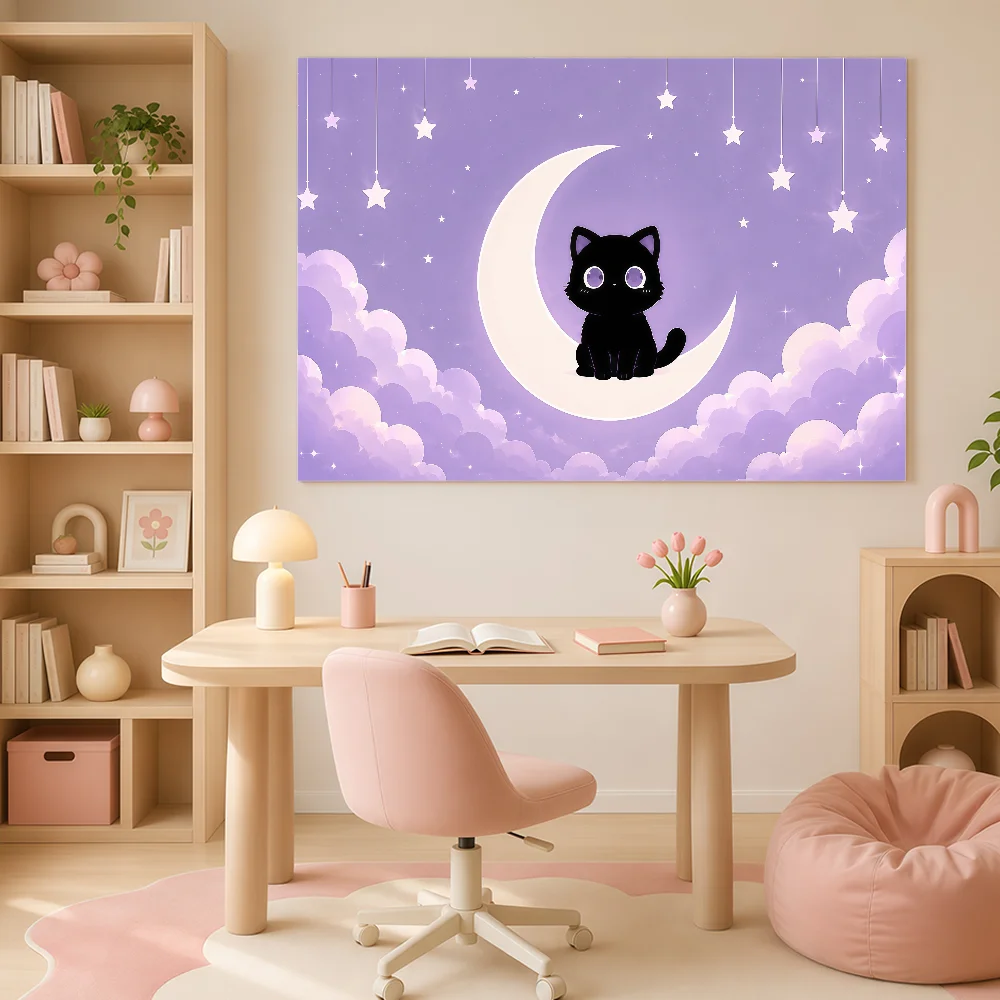 Cute Black Cat Sweet Dream Bedroom Flag Decorative Banners Suitable For Outdoor Family Parties And Garden Walls Gift