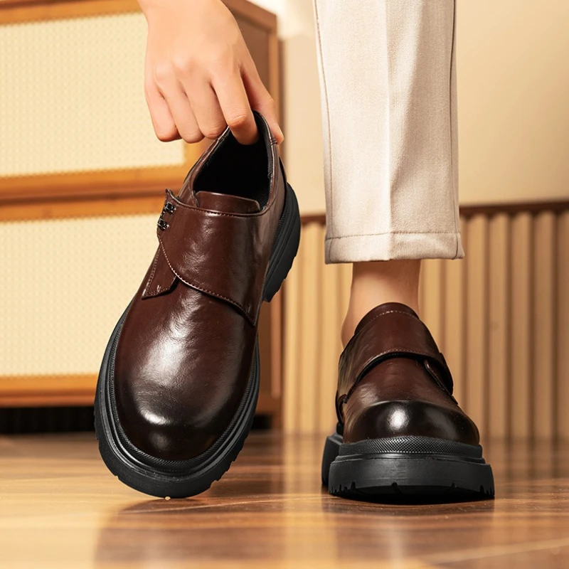 

High Quality Cow Leather Platform Wedding Shoes for Men Designer Soft-soled Men Dress Shoes Autumn New Fashion Derby Shoes Male