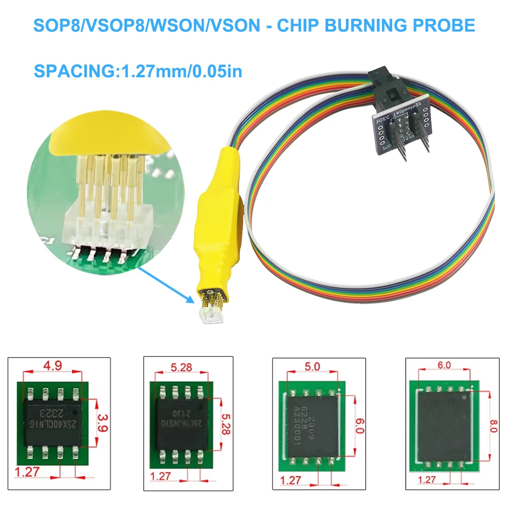 SOIC8 SOP8 150/200-208mil 5X6 6X8 Test Clip Probe Line For EEPROM