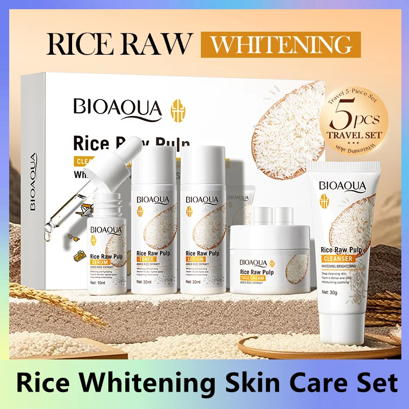 5 Teile/satz Reis Püree Bleaching Reise Fünf-stück Set Feuchtigkeitsspendende Handcreme Pflegende Aufhellung Hautpflege Cremes Gesicht Pflege