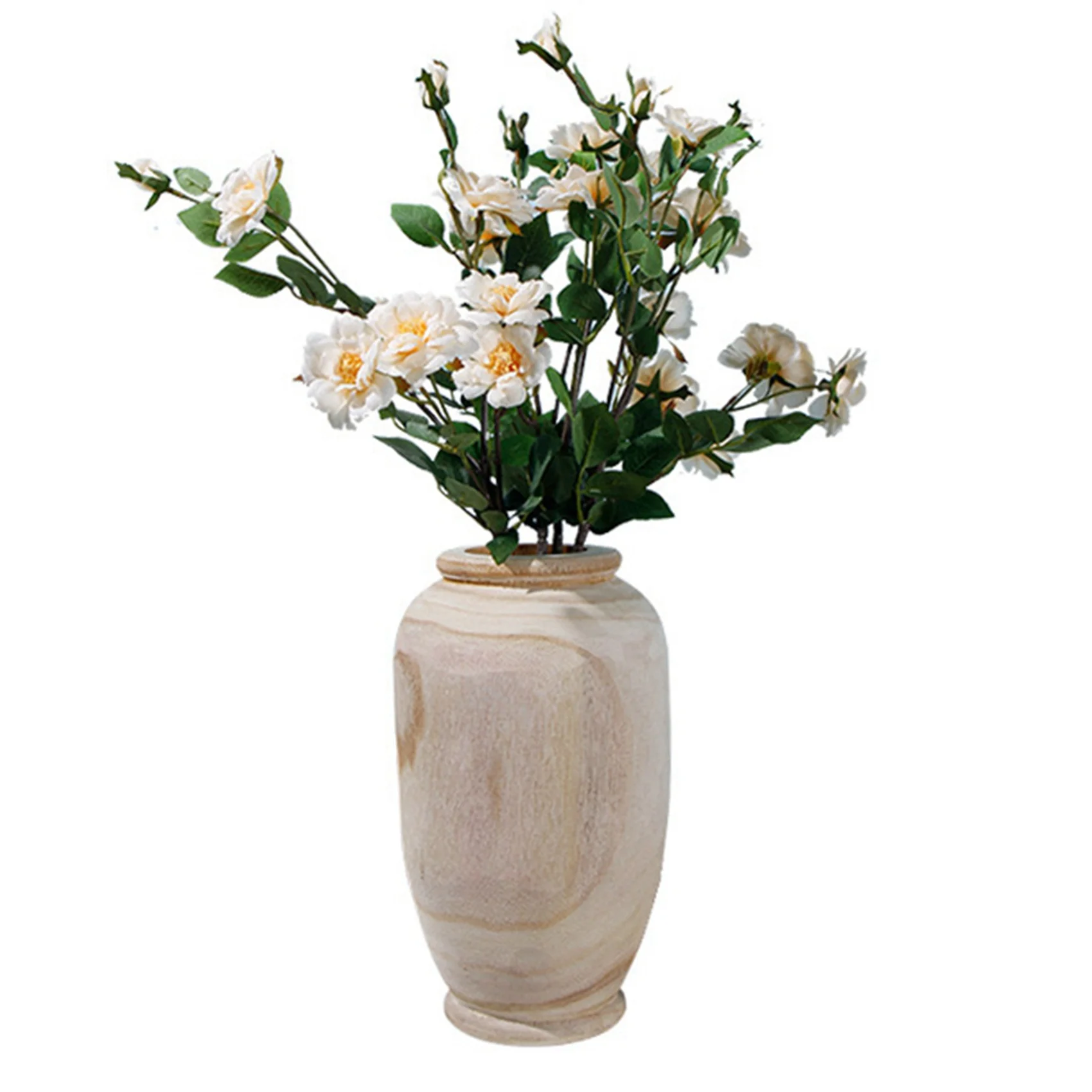 2X Wooden Vase Decoration Living Room Table Solid Wood Ware Flower Bottle Ornament Home Decoration-A68E
