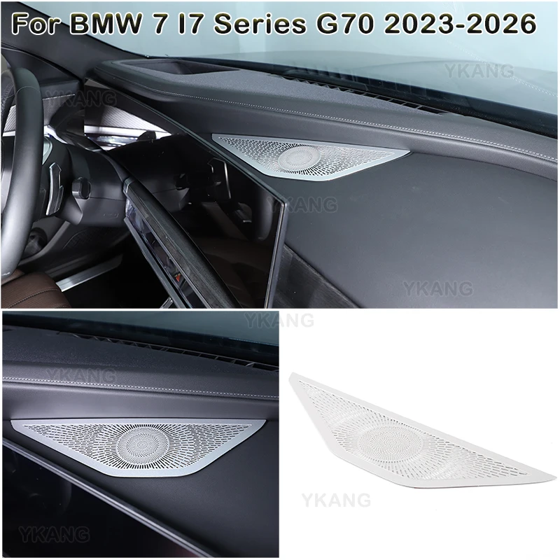 For BMW 7 Series G70 2023-2026 Stainless Steel Silver Car Central Control Dashboard Speaker Mesh Cover Car Interior Accessories