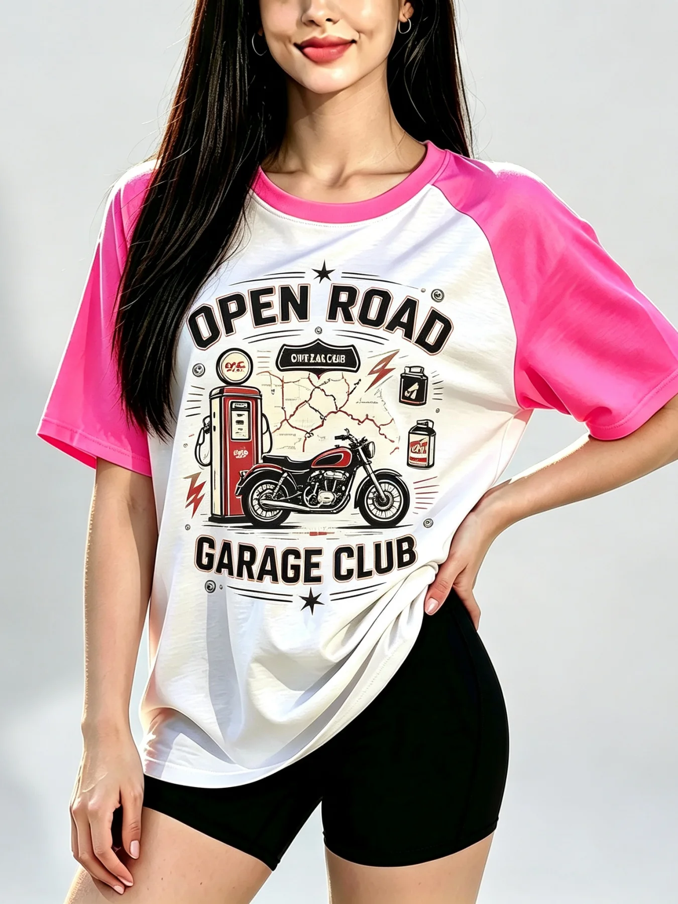 Women's Grey-White Raglan T-Shirt 'Go outside Explore Slowly' Bold Letter Print Loose Casual Tee for Comfortable Wear