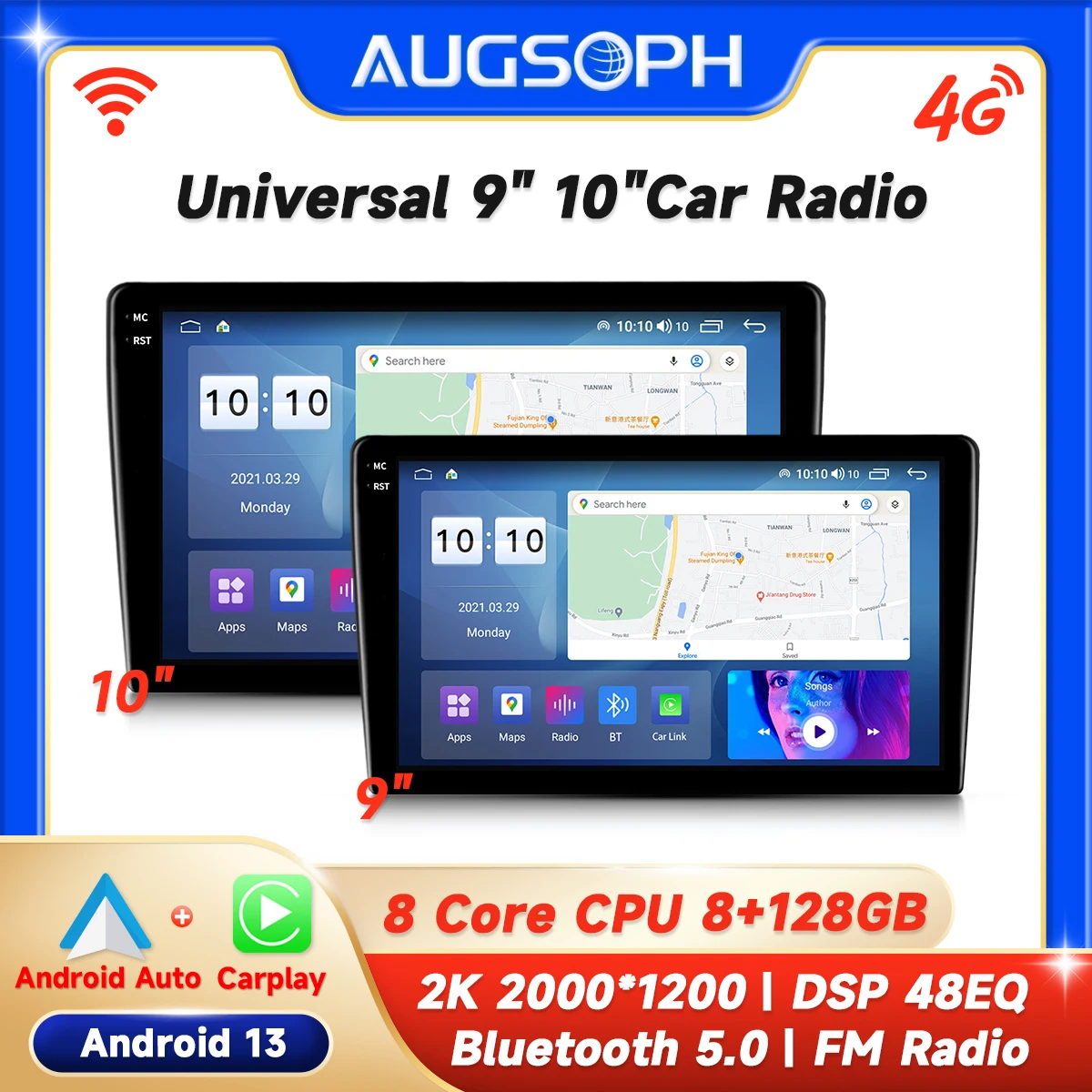 Android 13 Car Radio Multimedia Player 2 Din 7/9/10inch Universal 4G WiFi Carplay For Toyota Volkswagen Hyundai Lada Nissan