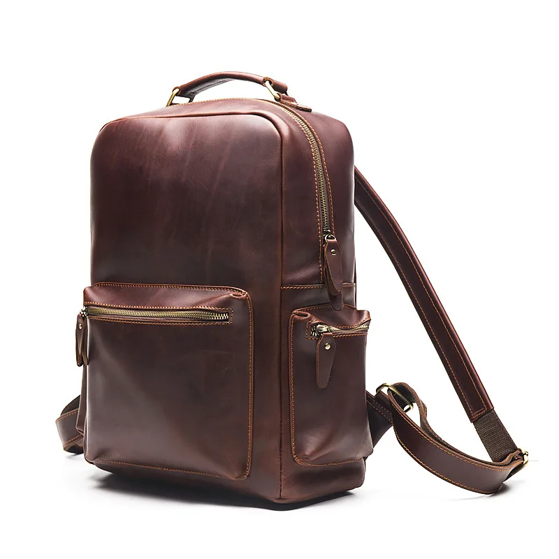 New Genuine Leather Men And Women Backpack Shoulder Bags Travel Backpacks Retro Crazy Horse Leather Laptop Bags Schoolbags