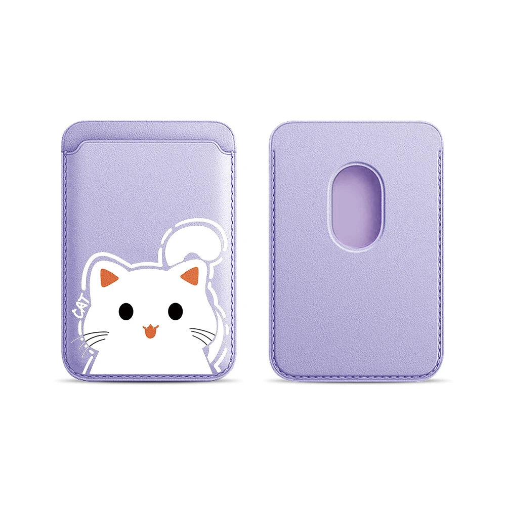 Katzen-Leder-Kartenetui Handyhülle Kartenhalter für Magnetische Hülle Geeignet für alle iPhones mit Magsafe-Kartenfunktion Niedliche Rückentasche – Detail 10