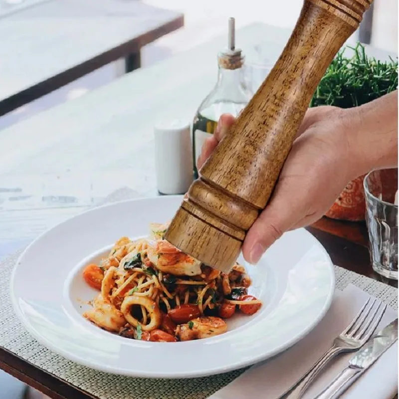 Manual Salt And Pepper Grinder 5/8/10 Inch Solid Wood Spice Pepper Mill Ceramic Kitchen Cooking Tools
