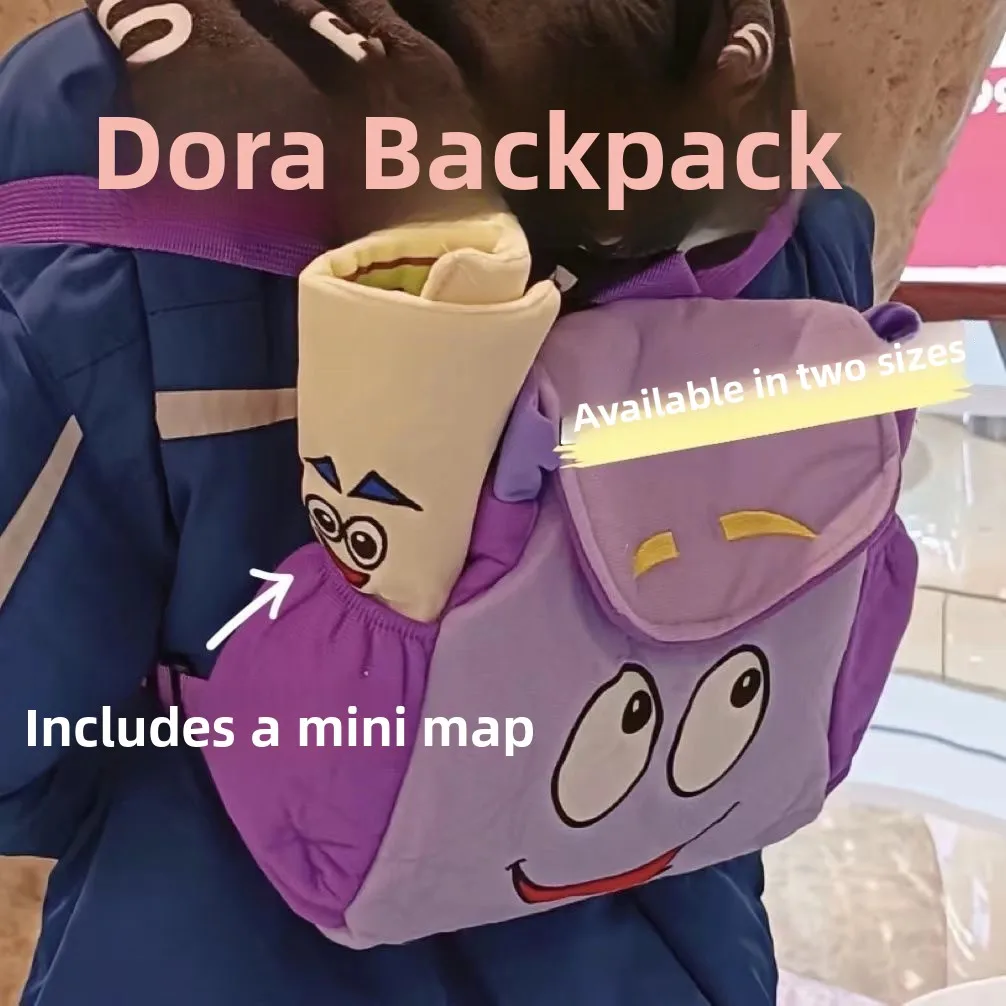 Dora the Explorer Adventure Backpack Cute Girl Kindergarten Cartoon School Bag Velvet Material Drawstring Closure Soft Style