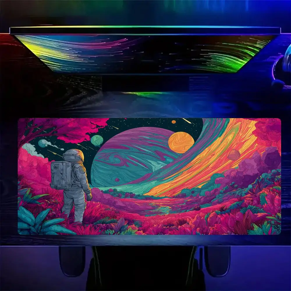Digital Art Space Illustration Mouse Pad Gaming mats Non-Slip Desk Mat mouse carpet with Stitched Edge HD printing Office mat