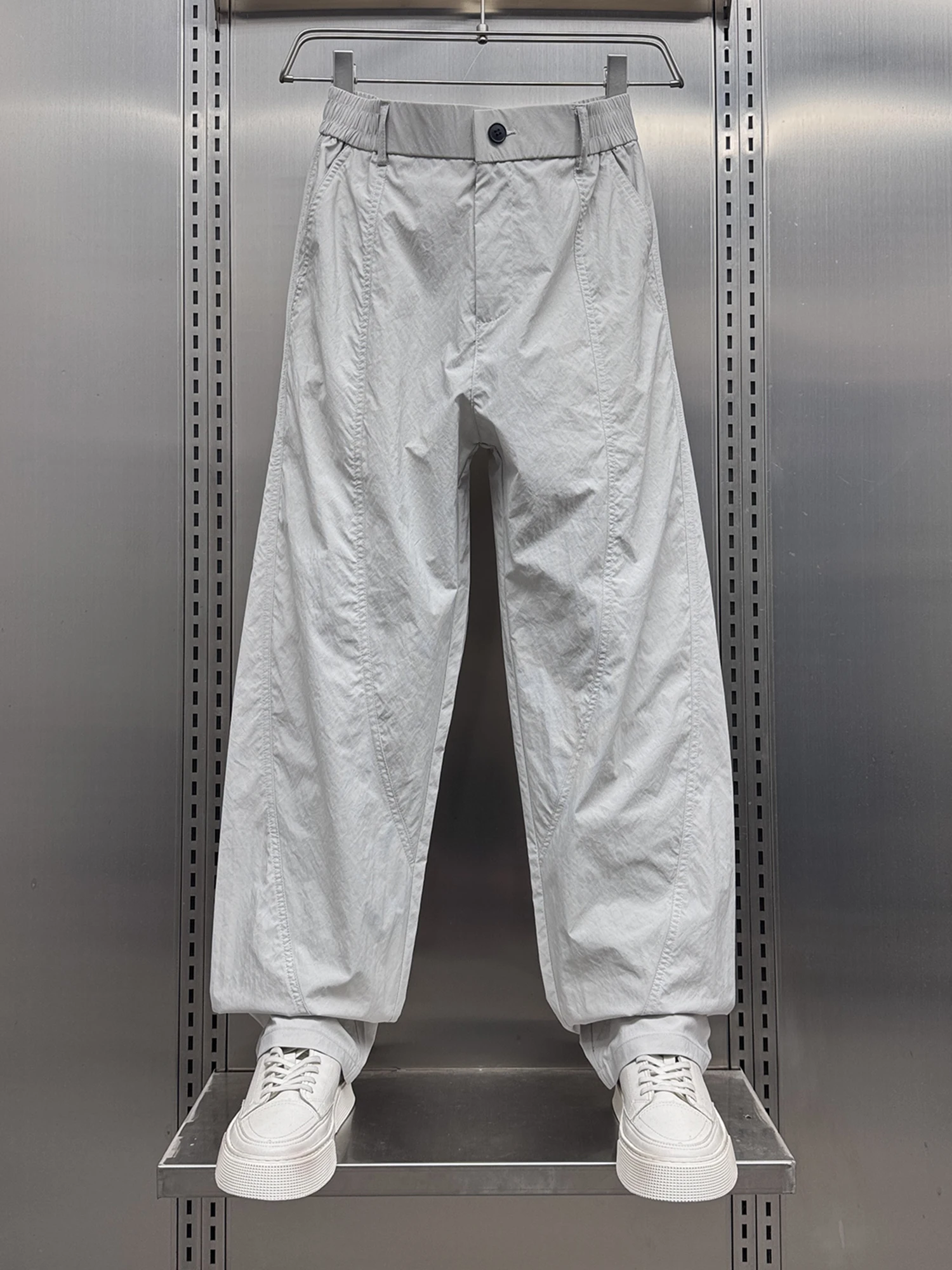 

Мужские повседневные свободные брюки прямого кроя, летние, 2025, для активного отдыха, с драпировкой и вставками, спортивные, универсальные, молодежные, быстросохнущие