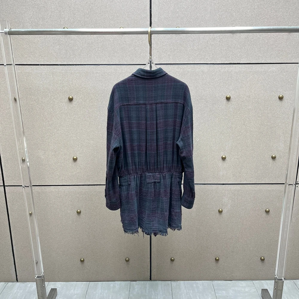 

100% Cotton Women's Jumpsuit Shorts Y2K Plaid Brushed Wash Elegant Commuter Jumpsuit Top Fall 2025 New Arrival