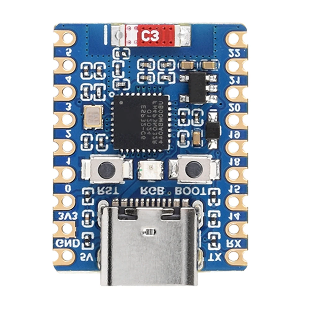 ESP32-C6-Zero Placa de Desenvolvimento Mini, WiFi 6, Módulo Bluetooth, Processadores Duplos, Baseado em Flash 4MB, Tipo-C, ESP32