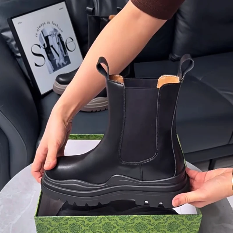 

Unisex Footwear Men Mid-calf Chelsea Boots Fashion Breathable Casual Shoes Platform Women Soft Leather Western Boot Botas Hombre