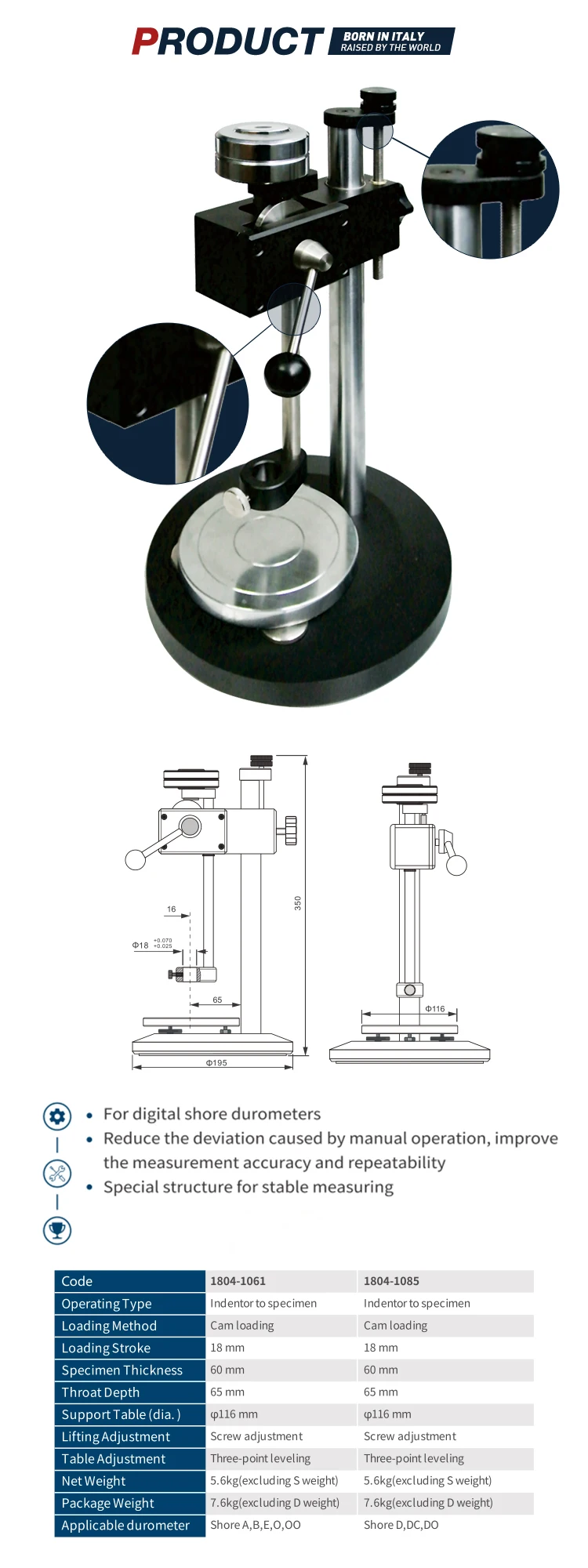 Dasqua Hardness Tester Durometer Operating Stand For Digital Shore Durometers Stable Measuring Instrument